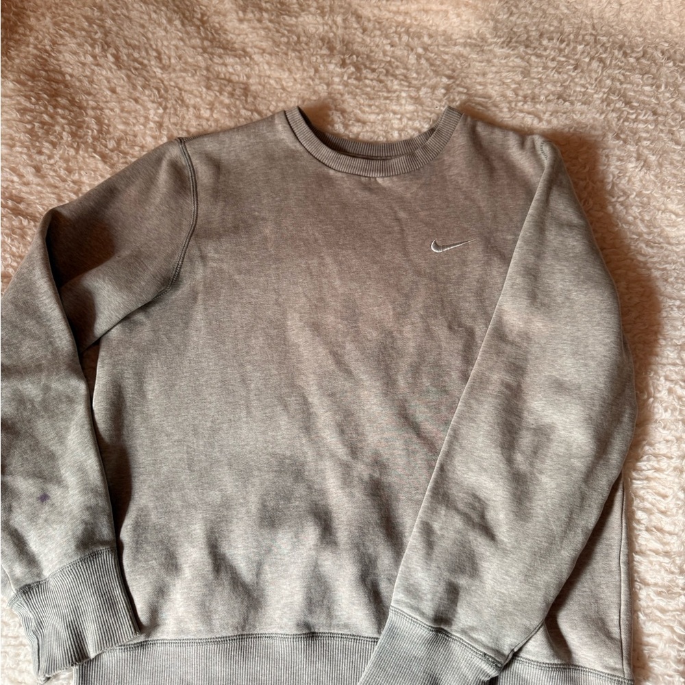 Nike Gray Crew Neck Sweater Soft Cotton Blend